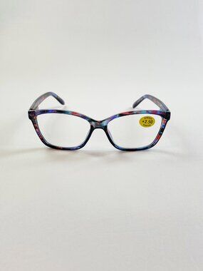 POP Eyewear +2.50 Blue & Red Marble Reading Glasses